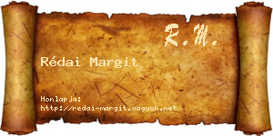 Rédai Margit névjegykártya